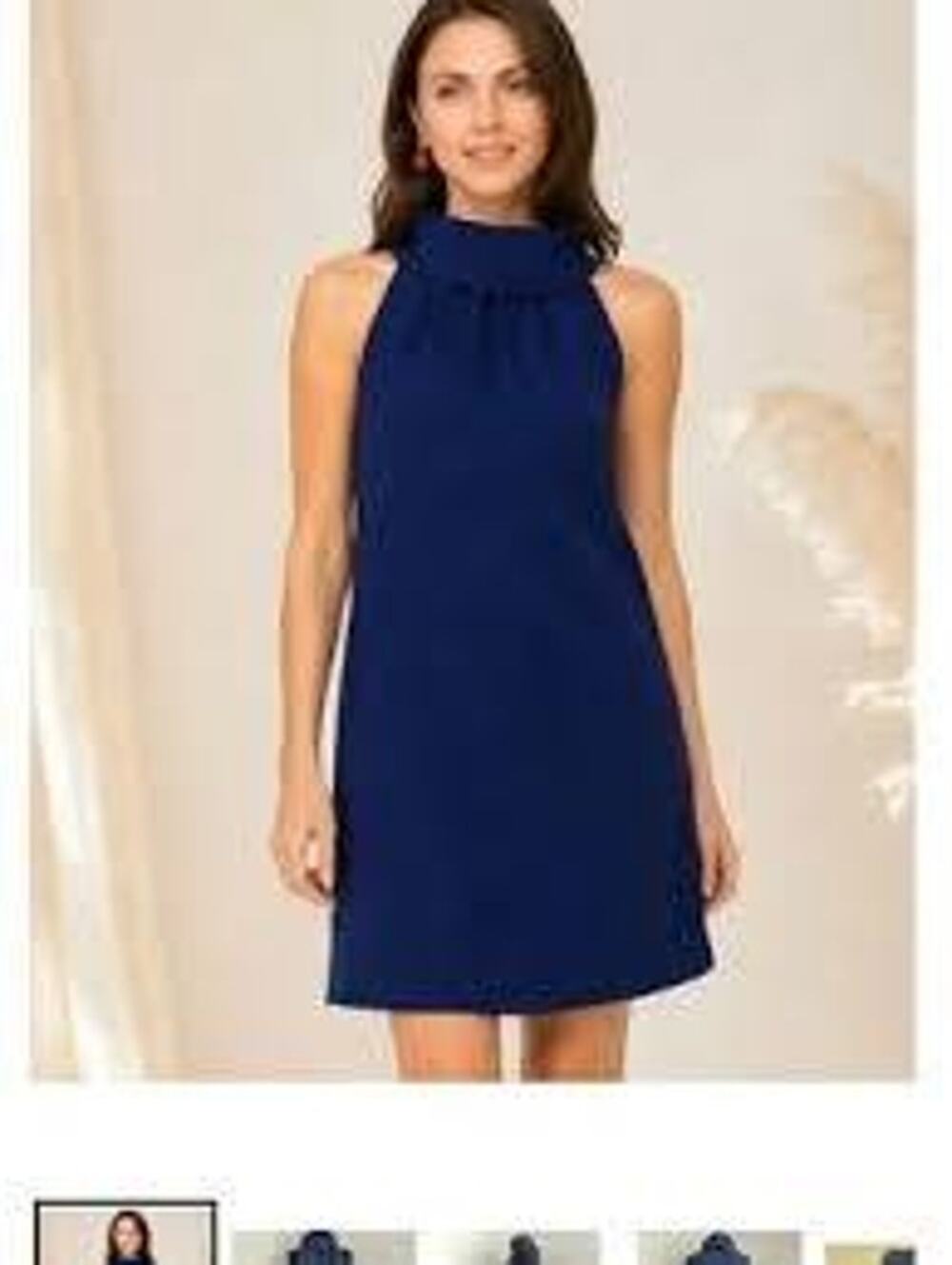 Sail to M Sable navy blue shift mini dress high funnel neck Sleeveless Short